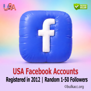 USA Facebook Accounts | Registered in 2012 | Random 1-50 Followers | 2FA Included